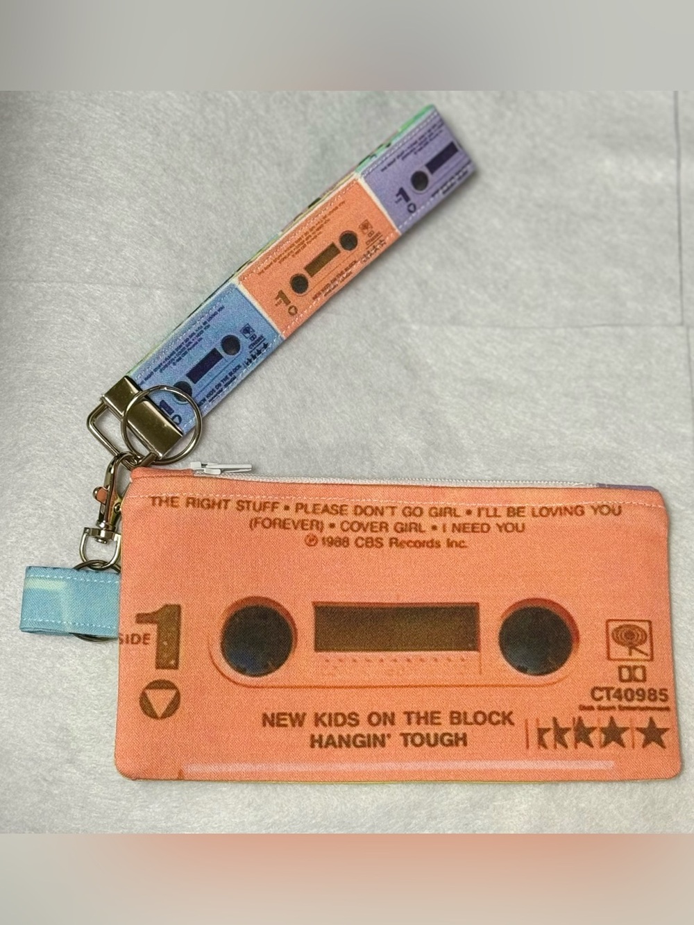 NKOTB Cassette Tape Print Coin Purse/Wristlet Keychain